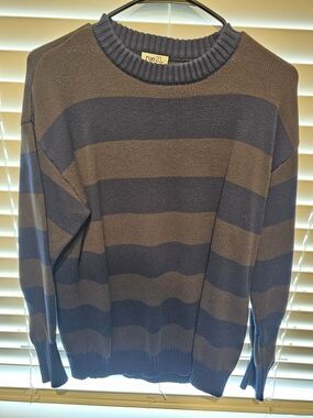 Rue21 Brown and Blue Striped Crewneck Sweater